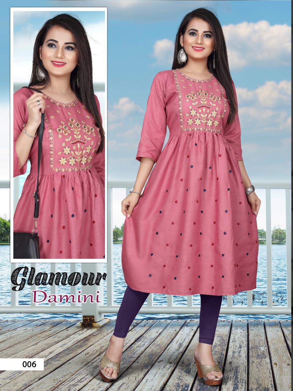 Damini 2 Heavy Rayon Ethnic Wear Embroidery Latest Kurti Collection